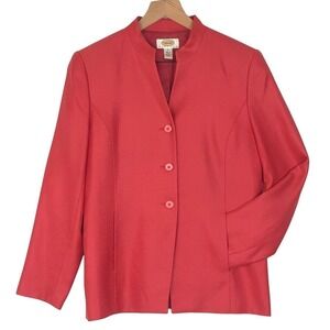 TALBOTS Petites Silk Wool Blend Jacket Sz 6 Coral Red Pockets Lined Jacket EUC